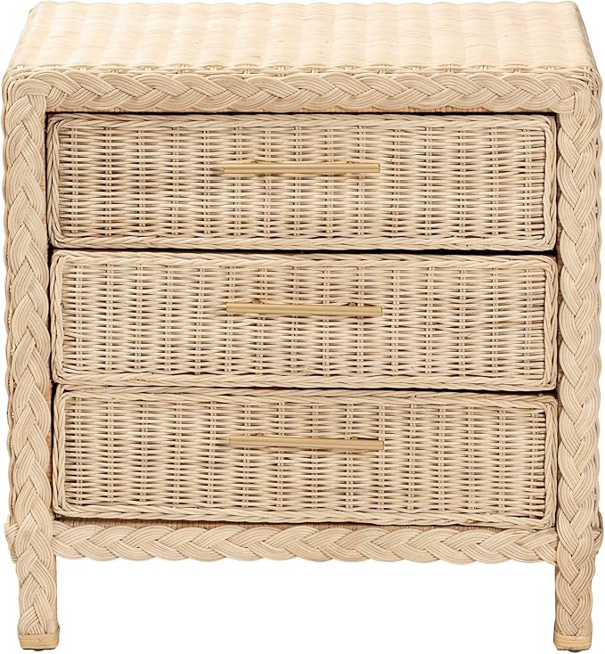 bali & pari Lanica Braided Natural Rattan Nightstand, Pale Brown | Amazon (US)