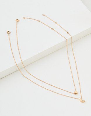 AEO Gold Star + Moon Necklace 2-Pack | American Eagle Outfitters (US & CA)