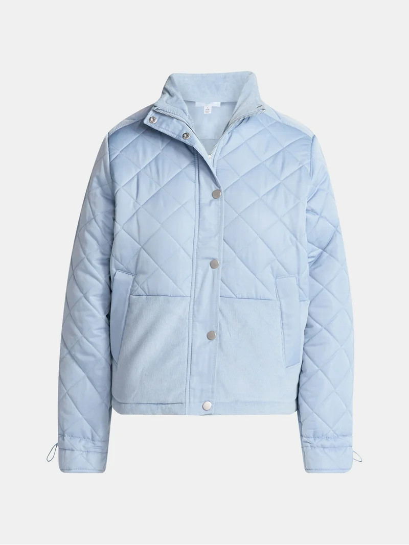 Time and Tru Women's and Women’s Plus Mixed Media Puffer Jacket, Sizes XS-2X | Walmart (US)