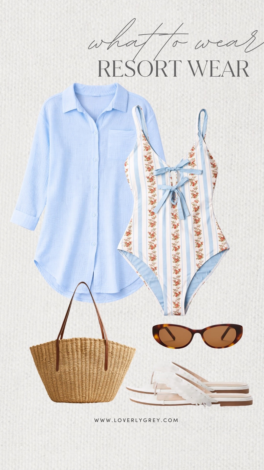 Loverly Grey, what to wear for resort wear! I love this cute one piece swimwear with the light blue cover up! I’d grab my tote, a pair of shades, and toss on my sandals before heading to the pool! Loverly Grey, what to wear, resort wear 

#LTKdayinmylife #LTKgrwm #LTKootd