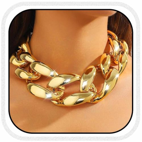 CLOACE Chunky Choker Necklace Gold Cuban Link Necklaces Chain Fashion Jewelry for Women (G-A) | Amazon (US)