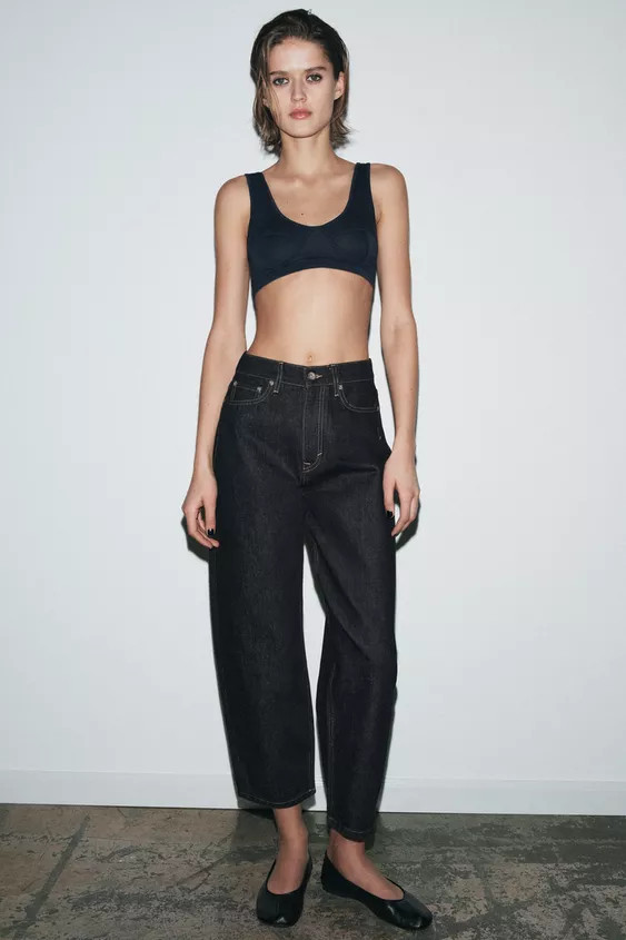 ZW COLLECTION TAPERED MID-RISE JEANS | Zara Canada