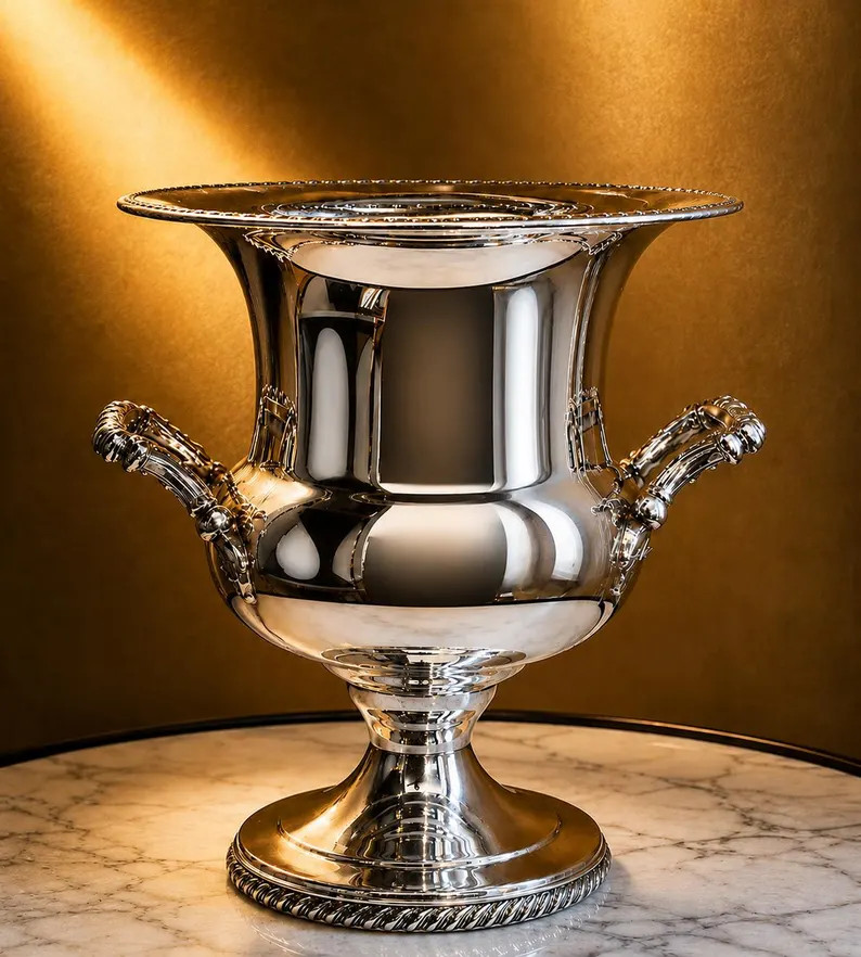 Silver Plated Champagne Cooler \u2022 Ornate Handle Wine Chiller \u2022 Footed Silver Ice Bucket ... | Etsy (Global)