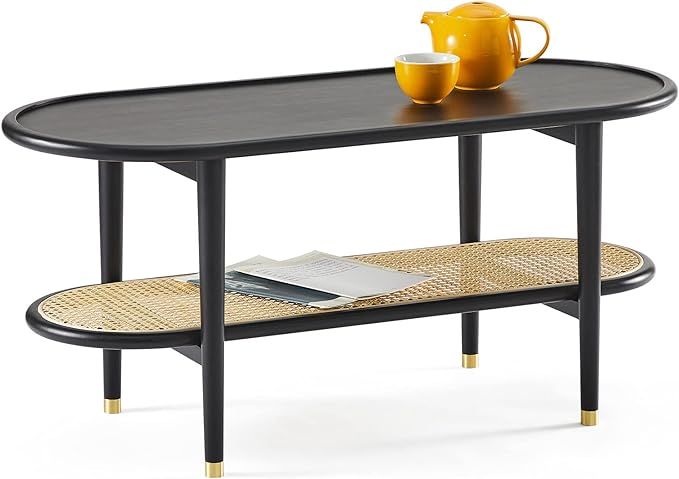Harmati Coffee Table for Living Room - Black Accent Table with Storage, Mid Century Modern Tables... | Amazon (US)