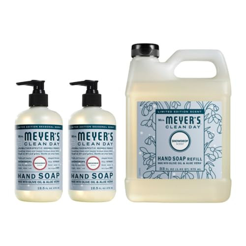 Mrs. MEYER'S Clean Day Liquid Hand Soap 12.5 OZ (2) & Refill 33 OZ, Snow Drop Scent, 1 CT (Variety Pack) | Amazon (US)