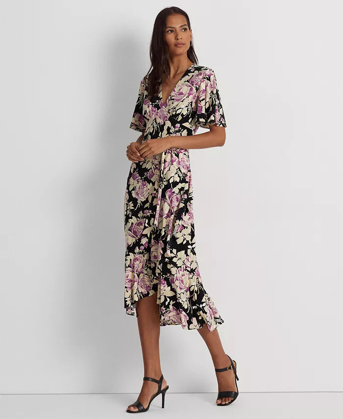 Lauren Ralph Lauren Women's Floral Belted Jersey Dress & Reviews - Dresses - Women - Macy's | Macys (US)