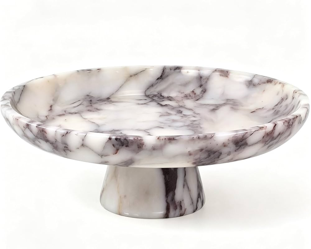 Natural marble pedestal bowl for fruit, keys, and decor on kitchen counters, dining tables, livin... | Amazon (CA)