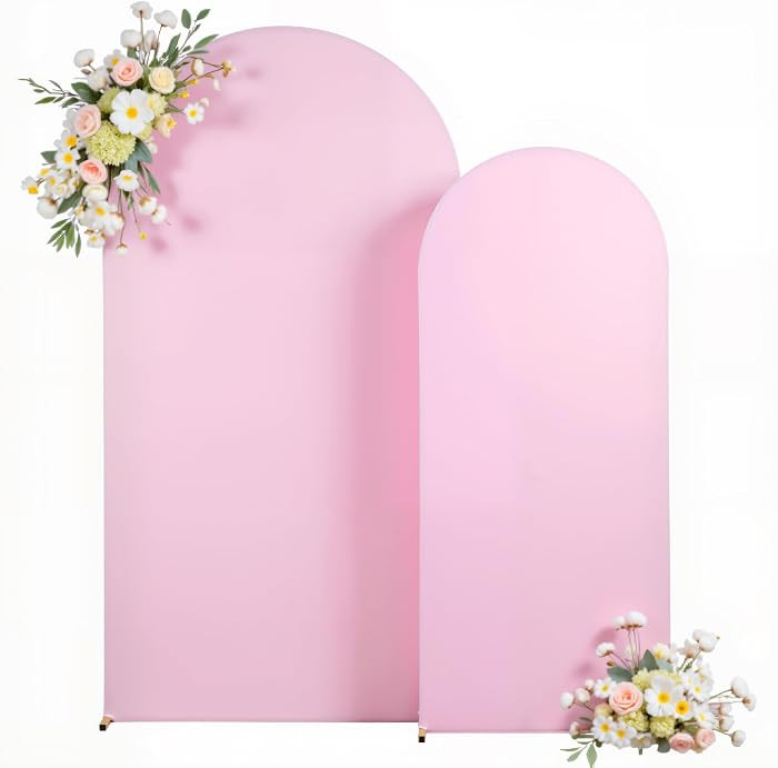 Light Pink Arch Backdrop Cover Set of 2 Baby Pink Arch Cover 7.2 and 6ft Wedding Arch Cover Stret... | Amazon (US)