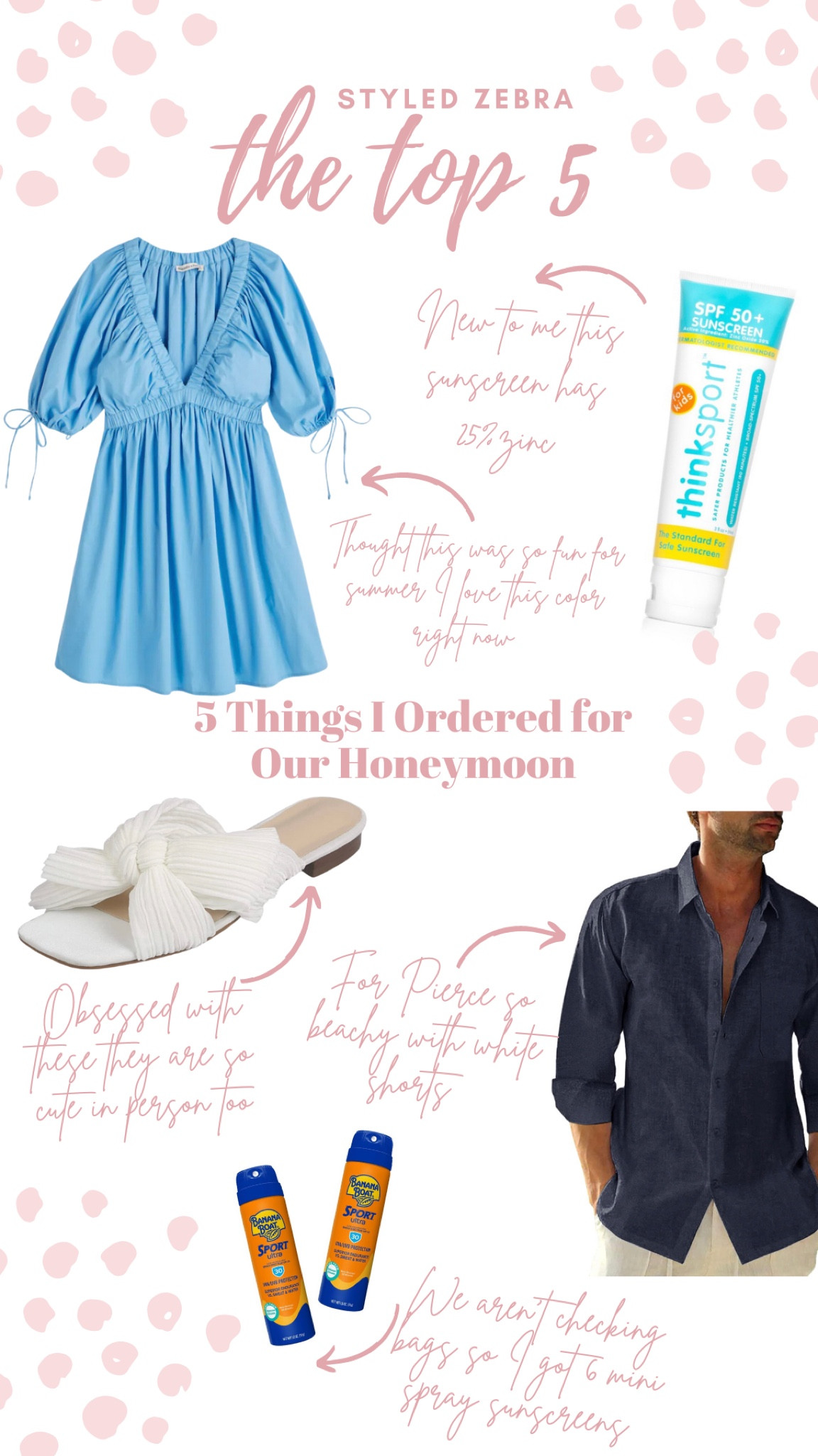 This week’s top 5 is five things I’ve ordered for our honeymoon!! We are heading to Punta Cana after our wedding and I cannot wait!! 👙🏝️🌊☀️