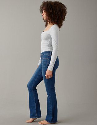 AE Next Level Curvy Low-Rise Kick Bootcut Jean | American Eagle Outfitters (US & CA)