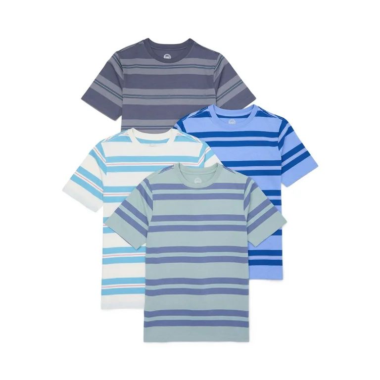 Wonder Nation Boys Short Sleeve Stripe Tee, 4-Pack, Sizes 4-18 & Husky | Walmart (US)