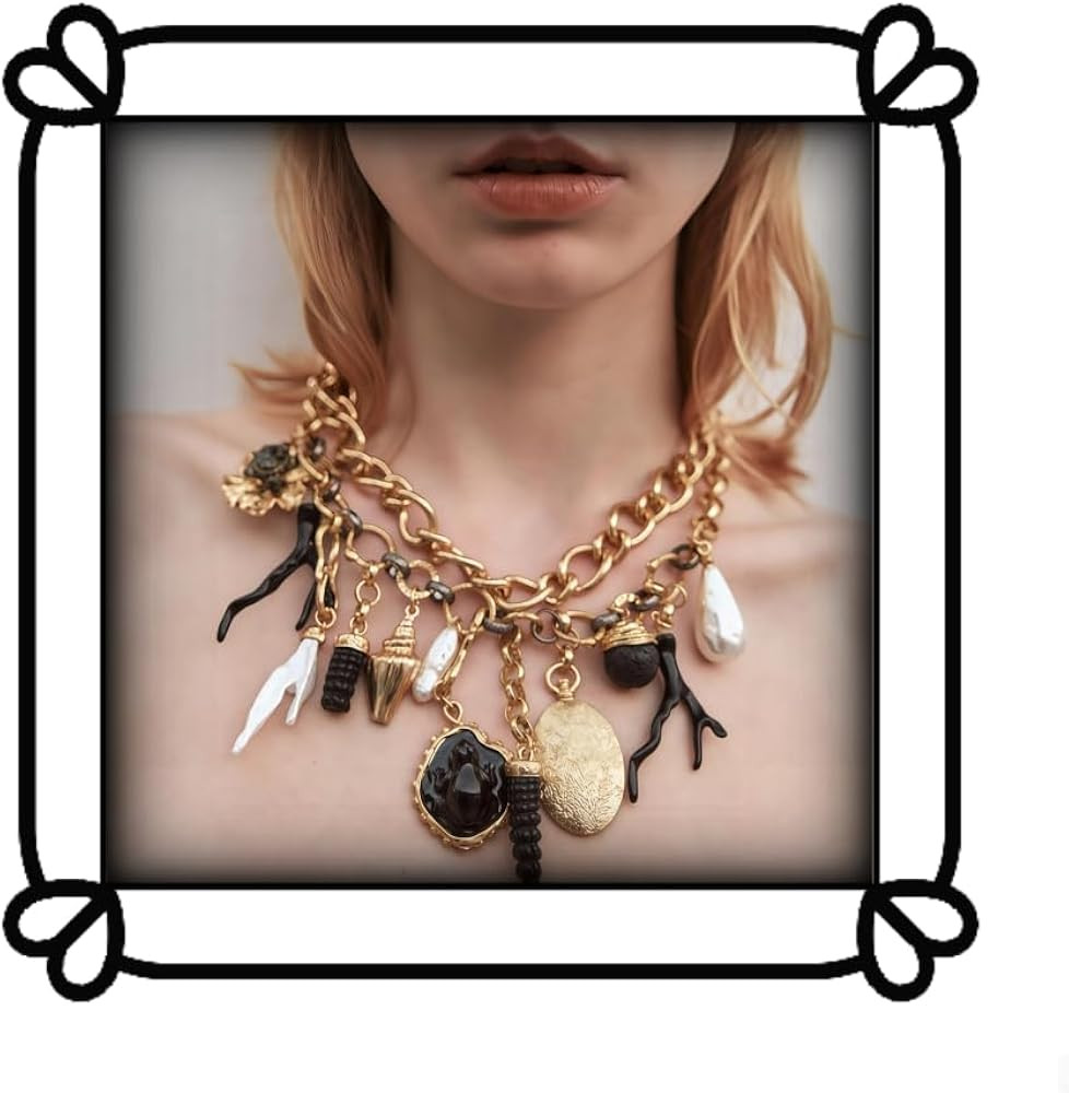 Layered Statement Charm Pearl Coin Pendant Necklace - Retro Gold Chain Large Necklace - Ladies | Amazon (US)