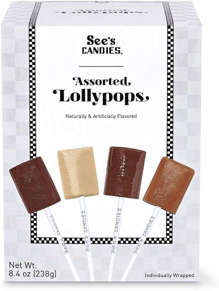See’s Candies 8.4 oz Assorted Lollypops, Classic Flavors - Vanilla, Butterscotch, Chocolate, Co... | Amazon (US)