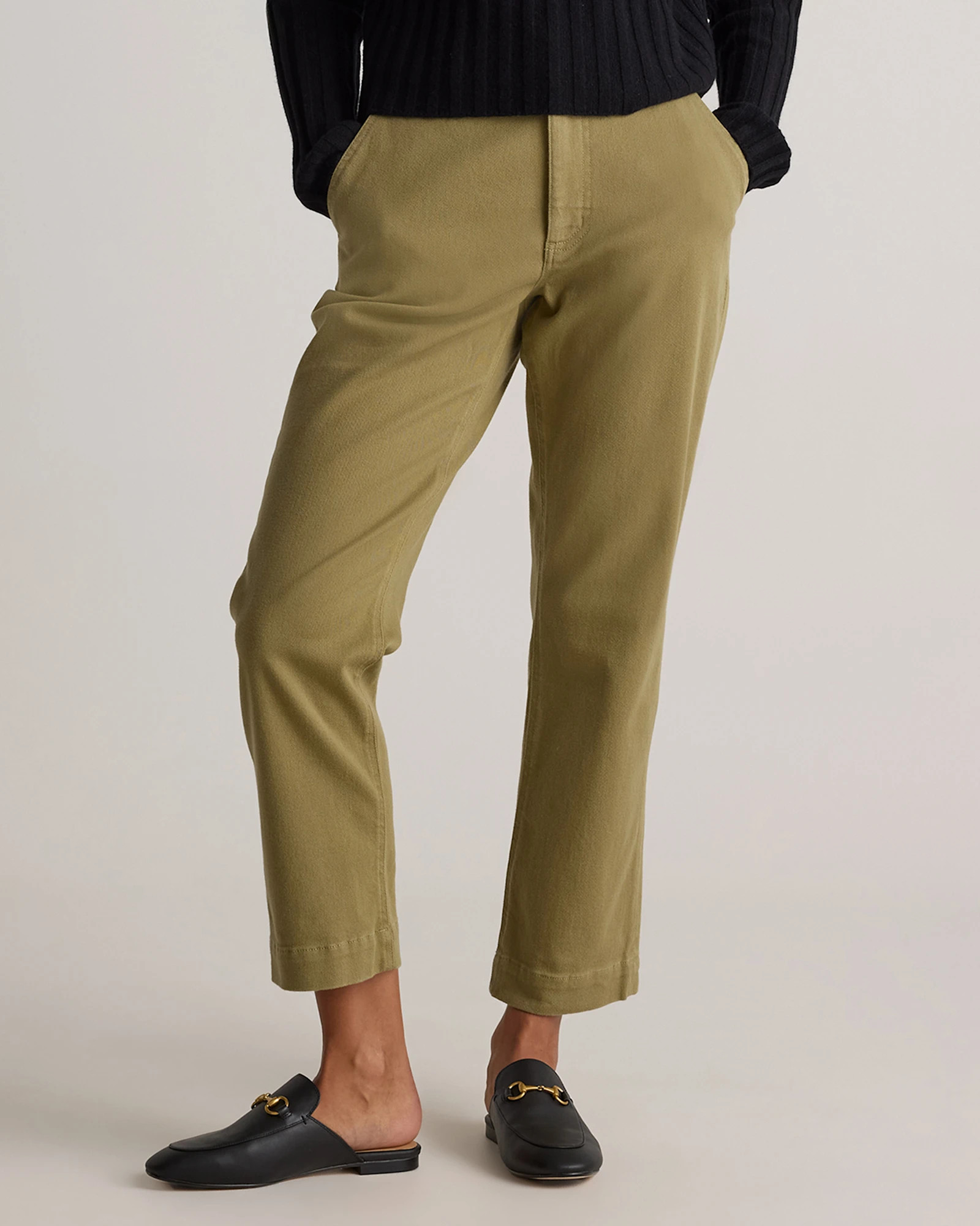 Organic Stretch Cotton Twill Straight Leg Cropped Pants | Quince