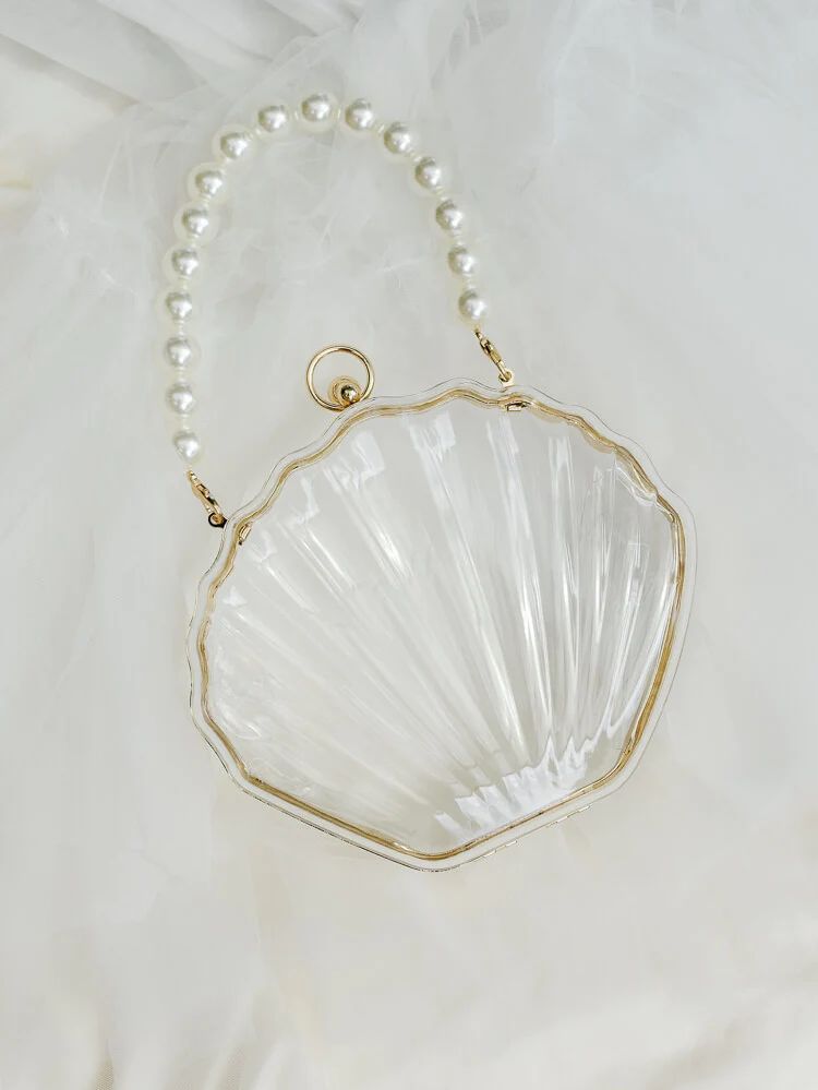 Acrylic Shell Bag with Pearl Handle | Confête