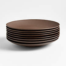 Craft Espresso Stoneware Coupe Dinner Plates, Set of 8 + Reviews | Crate & Barrel | Crate & Barrel