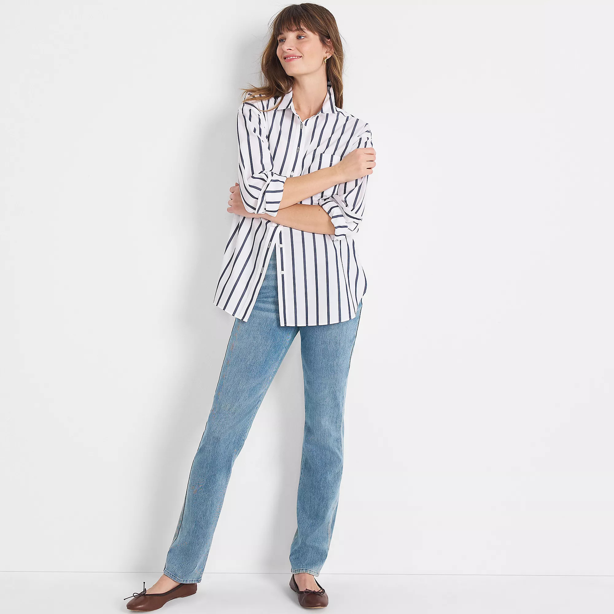 Women's Starfish High Rise Knit Denim Straight Jeans | Lands' End (US)