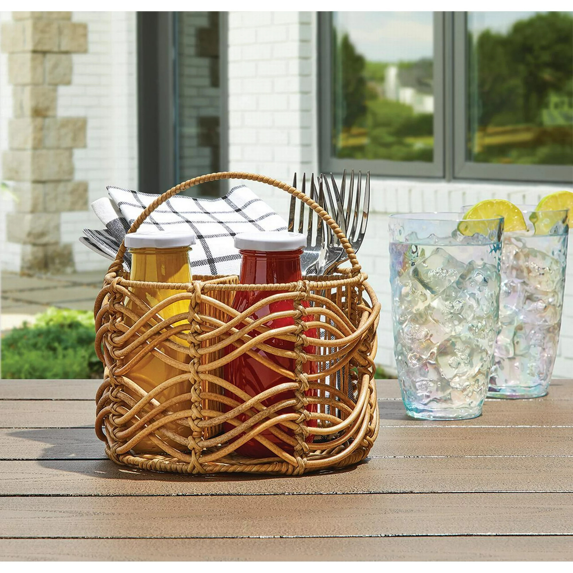 Better Homes&gardens Bhg Small Round Rattan Caddy | Walmart (US)