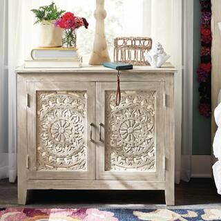 Home Decorators Collection Chennai White Wash Nightstand 9467900410 - The Home Depot | The Home Depot