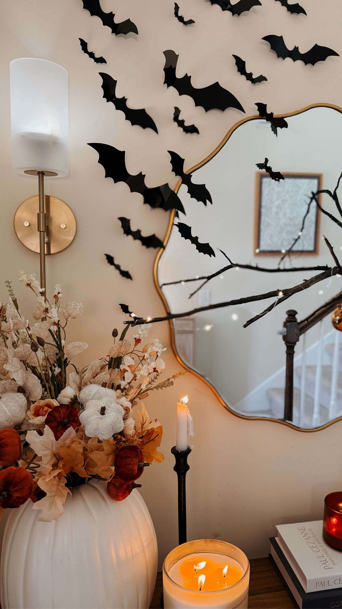 [ad] Partnering with @loweshomeimprovement to give my entryway a little fall glow-up ✨
This Allen + Roth mirror and wall sconces completely transformed this once-forgettable spot.
Now it feels so much brighter and welcoming!
I’ve linked my new Lowe’s finds + fall favorites in my LTK shop so you can grab them too! #lowesfinds #ad #LowesPartner @loweshomeimprovement
💫

#LTKHome #LTKSeasonal