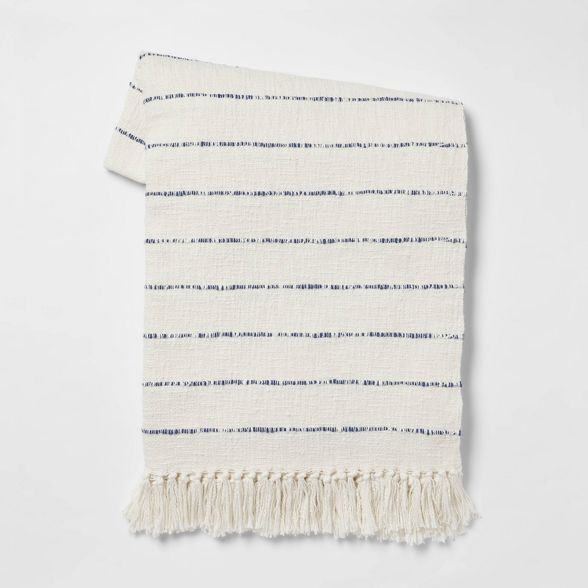 Cotton Woven Striped Reversible Throw Blanket with Frayed Edges - Threshold™ | Target