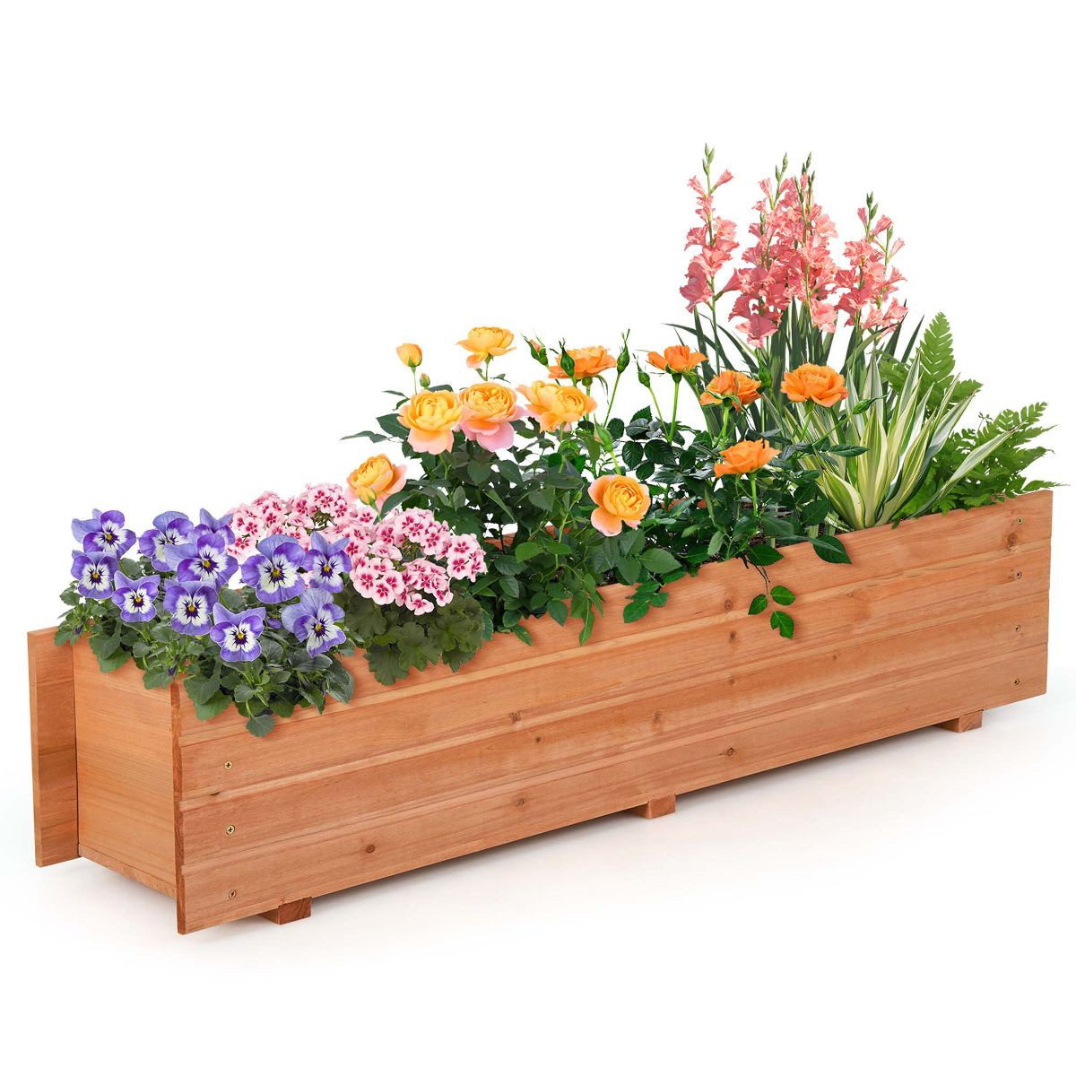 Costway Raised Garden Bed Wood Rectangular Planter Box with 2 Drainage Holes Outdoor | Target