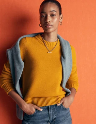 Boden Women's Marta Merino Wool Crew Sweater in Yellow | Size XS | Boden (US)