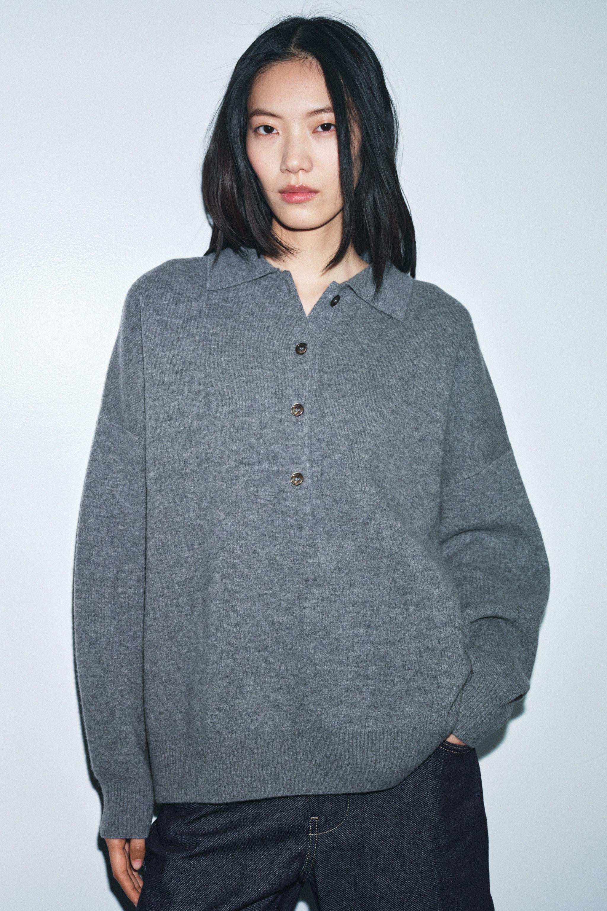 95% WOOL PLAIN KNIT POLO SHIRT | Zara UK