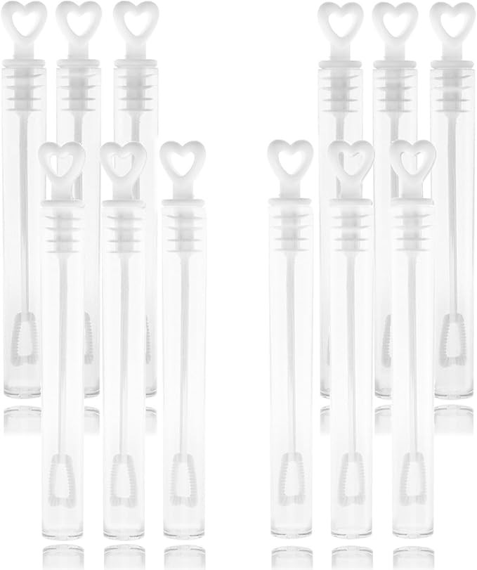 12 Mini Heart Bubble Tubes With 4ml Bubble Liquid Solution and Blow Wands, Weddings favours, Part... | Amazon (UK)
