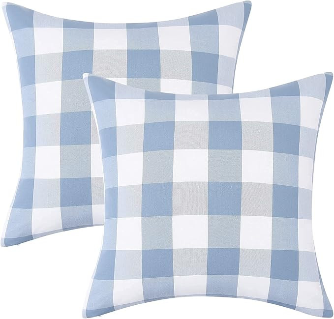 CAROMIO Buffalo Check Plaid Throw Pillow Covers 18"×18" Cotton Farmhouse Outdoor Plaid Square Pi... | Amazon (US)