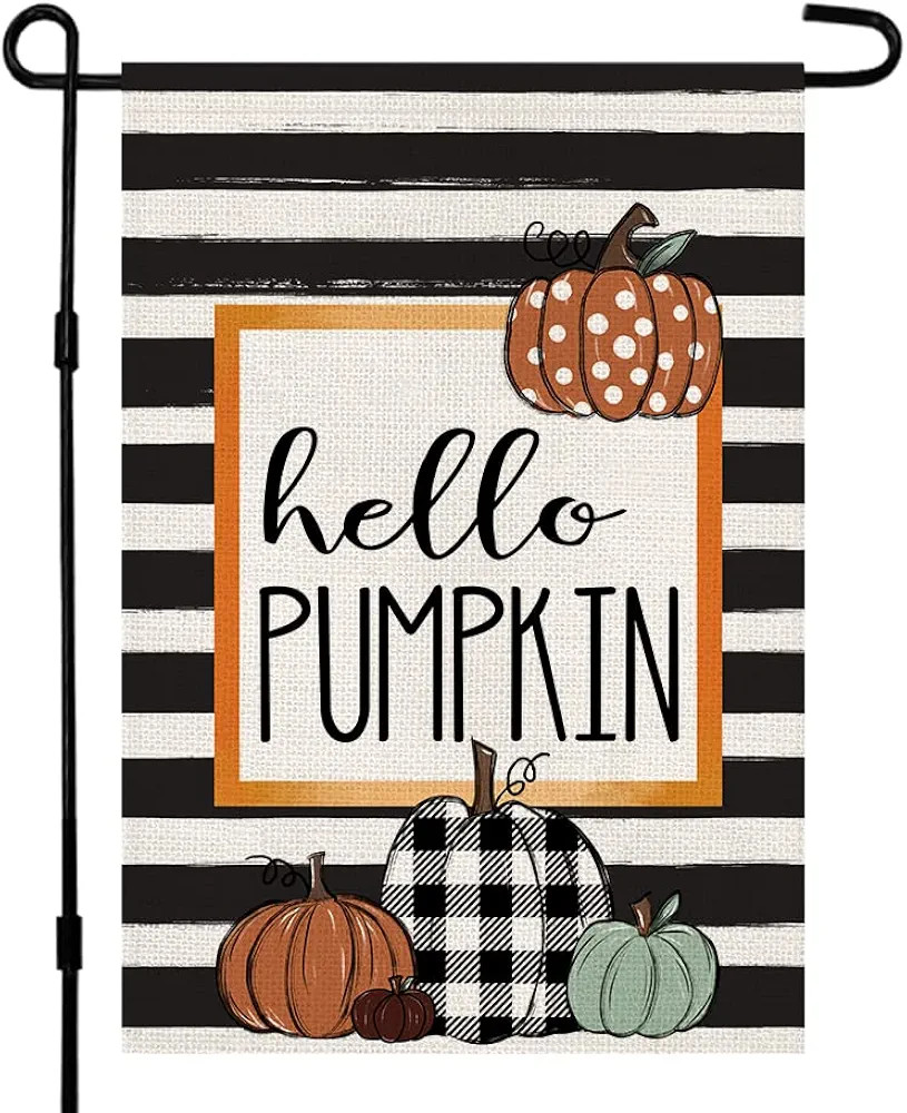 Fall Garden Flag Hello Pumpkin Sign 12 x 18 Inch Double Sided Autumn Farmhouse Seasonal Yard Outd... | Amazon (US)