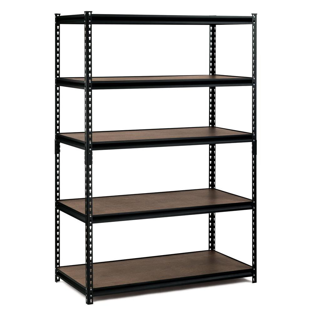72 in. H x 48 in. W x 24 in. D 5-Shelf Steel Commercial Shelving Unit in Black | The Home Depot
