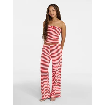 No Boundaries Striped Tube Top and Pants Set, 2-Piece, Women's XXS-XXL | Walmart (US)