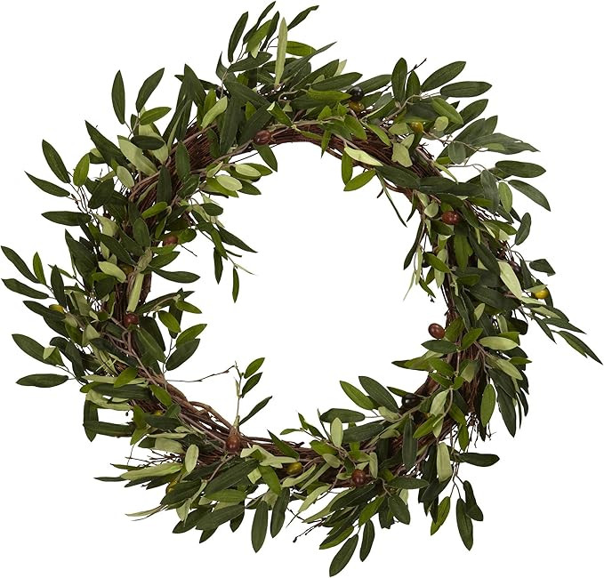 Nearly Natural 20in Olive Wreath, Green | Amazon (US)
