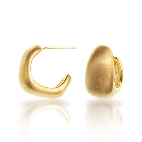 Sonateomber Small Gold Chunky Croissant Half Hoop Earrings for Women, Statement Thick Matte Metal C Open Dome Huggie Hypoallergenic Cartilage Stud Prom Daily Jewelry Gifts | Amazon (US)