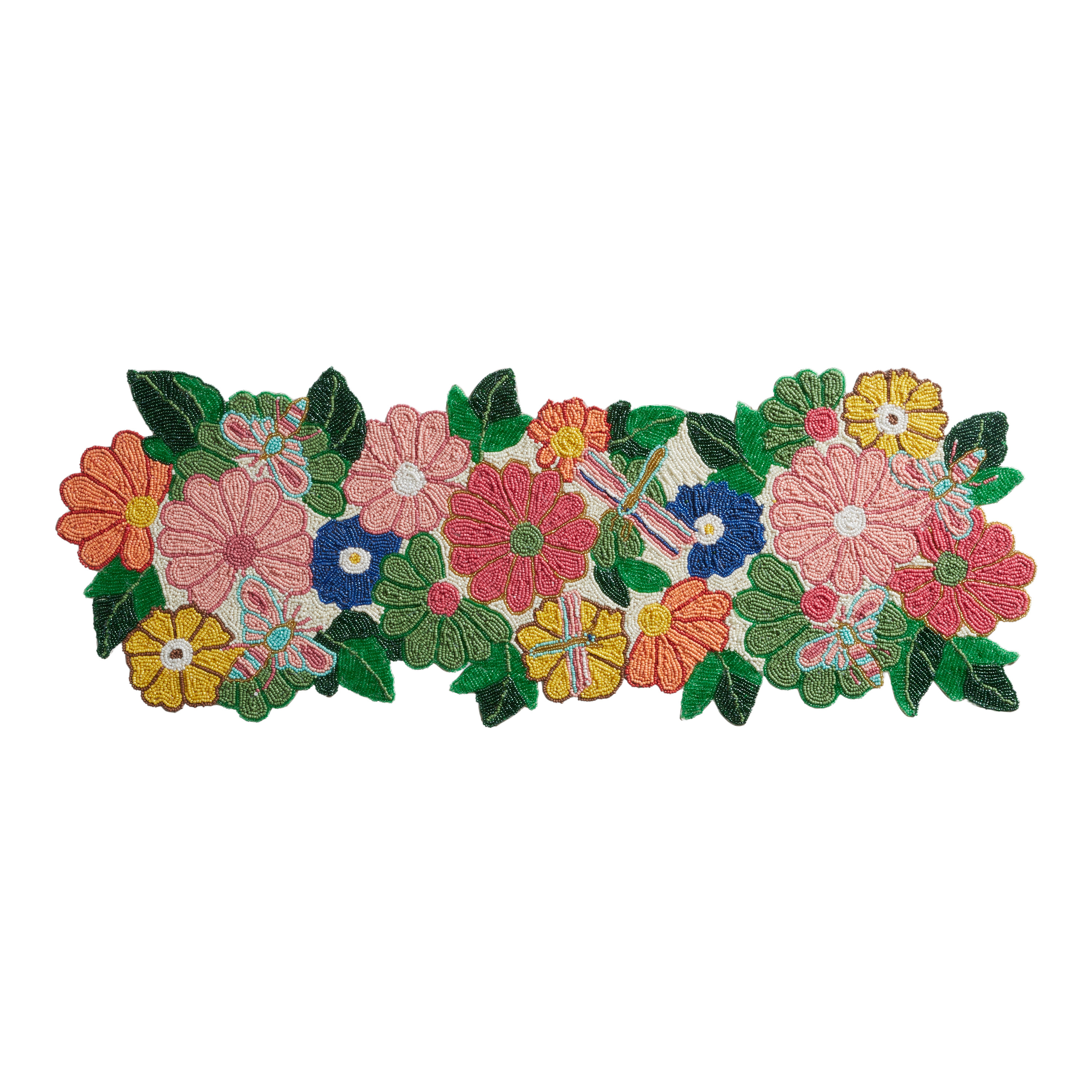Multicolor Floral And Bug Beaded Table Runner | World Market