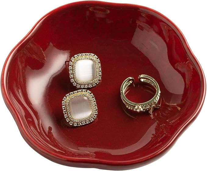 Ceramic Ring Dish Flower Jewelry Holder Dish Cute Jewelry Dish Tray Trinket Dish Small Decorative... | Amazon (US)