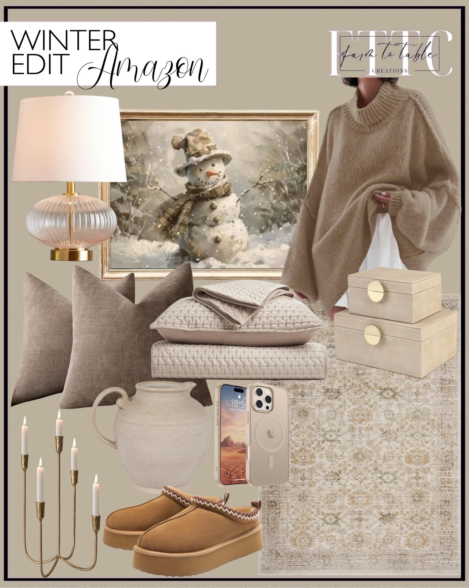 Winter Edit Amazon Home Finds

Follow @farmtotablecreations on Instagram for daily home inspiration and shoppable finds.

A cozy winter Amazon edit filled with warm neutrals, soft textures, and timeless pieces that work beautifully all season long. From plush pillows and layered quilts to neutral storage boxes, cozy slippers, and everyday home essentials, these are the kinds of finds that instantly make a space feel calm, collected, and winter-ready. Perfect for refreshing your living room, bedroom, or entryway with pieces you’ll use well beyond winter.

#amazonhome #winterdecor #neutraldecor #pillows #bedding #homedecorfinds #cozyhome #livingroomdecor #bedroomdecor #amazonfinds #homeessentials

#LTKSaleAlert #LTKHome #LTKWorkwear