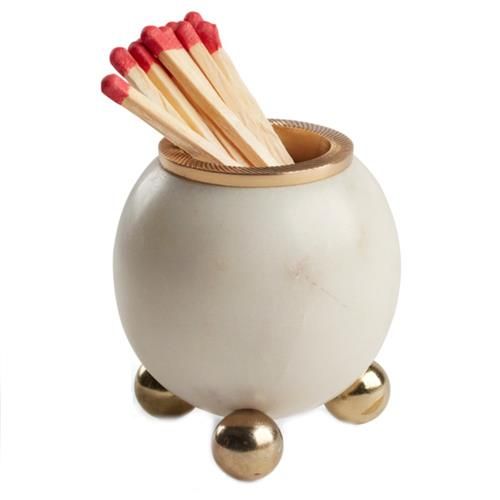 Kyng Modern Classic White Marble Brass Base Match Striker | Kathy Kuo Home