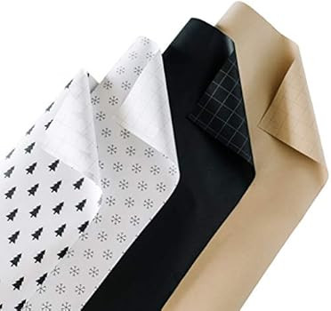 Holiday Kraft Wrapping Paper Set (4 Rolls, 120 sq. ft. Total) Black, White, Brown, Christmas Tree... | Amazon (US)