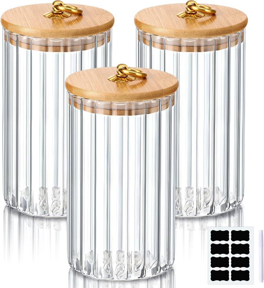 Gerrii 3 Pcs 29 oz Glass Storage Jars Decorative Coffee Bar Container Kitchen Glass Canister with... | Amazon (US)
