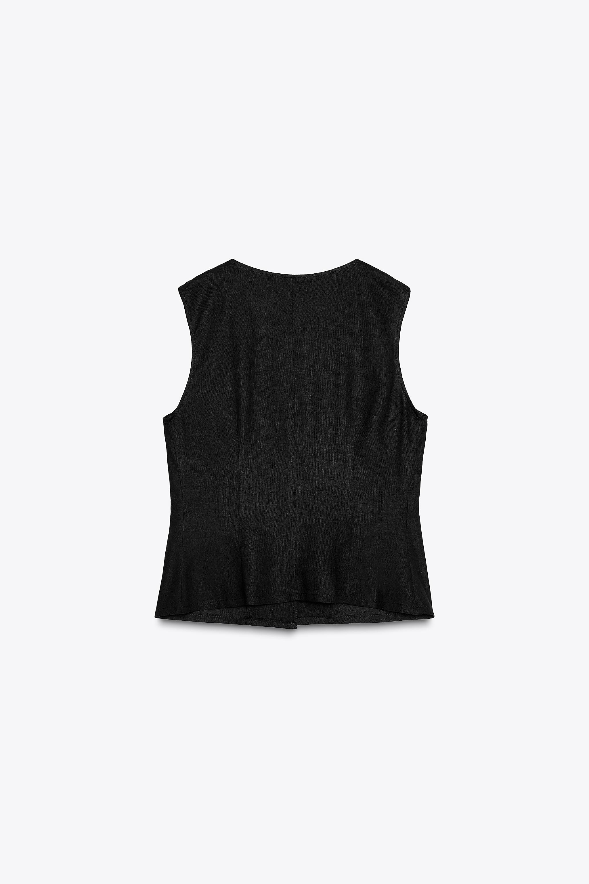 LINEN DOUBLE-BREASTED WAISTCOAT TOP | Zara UK