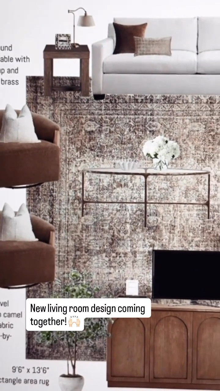 I used two York Square Arm Sofas in white linen performance fabric to anchor this living room — they’re classic, comfortable, and the perfect foundation for layering neutral textures. 

The area rug is the Amber Lewis x Loloi design from Amazon, and it completely sets the tone for the space with its soft, vintage-inspired pattern. 🤎

The camel swivel chairs, brass coffee table, and warm wood accents make everything feel cozy and elevated — a timeless mix of comfort and style.

#couch #sofa #sectional #fall #home #decor #curiocabinet #mediacabinet 

#LTKHome #LTKFamily #LTKSaleAlert