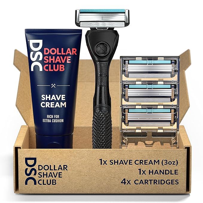 Dollar Shave Club | 4-Blade Razor Set | Diamond Grip Club Razor Handle, 4-Blade Club Razor Cartri... | Amazon (US)