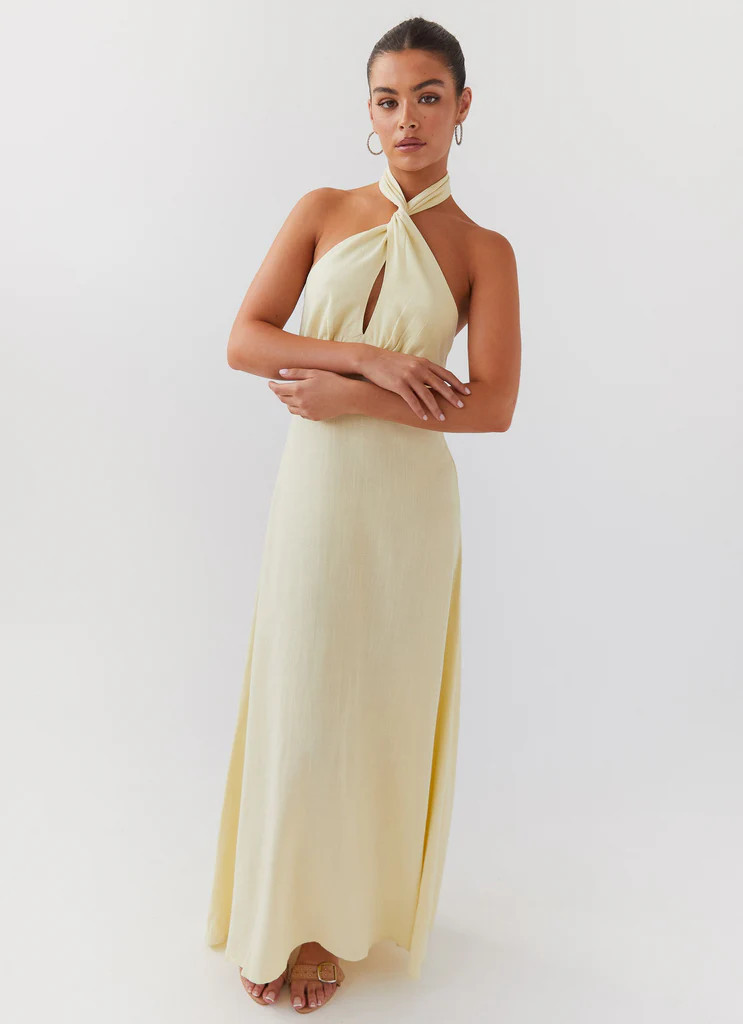 Adrienne Linen Maxi Dress - Lemon | Peppermayo (Global)