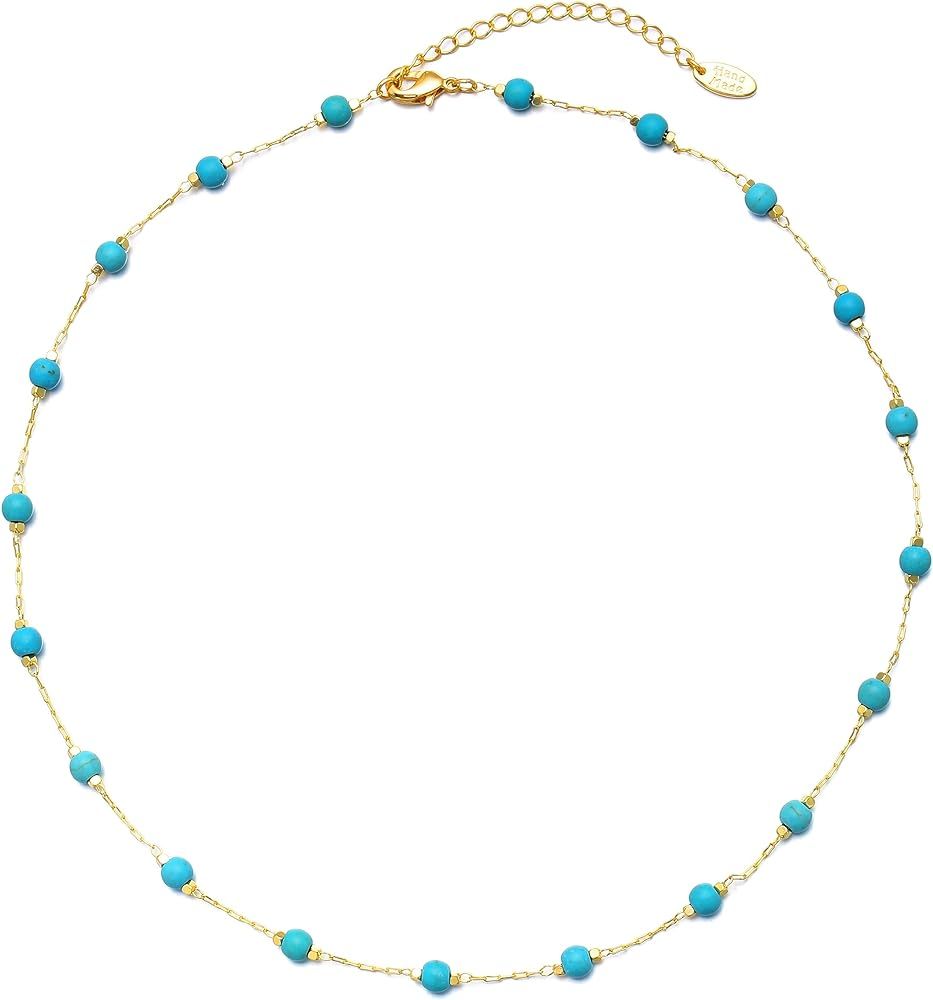 Beaded Choker Necklaces, Handmade Healing Crystal Stone Choker Colorful Bohemian Gemstone Necklac... | Amazon (US)