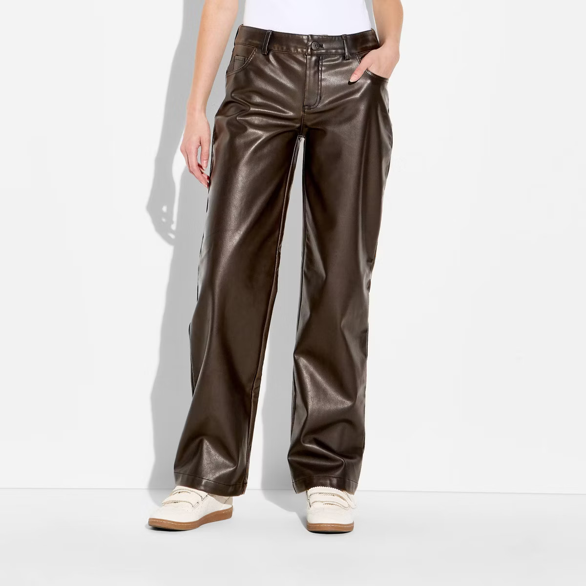 Women's Straight Leg Faux Leather Pants - Wild Fable™ Brown | Target