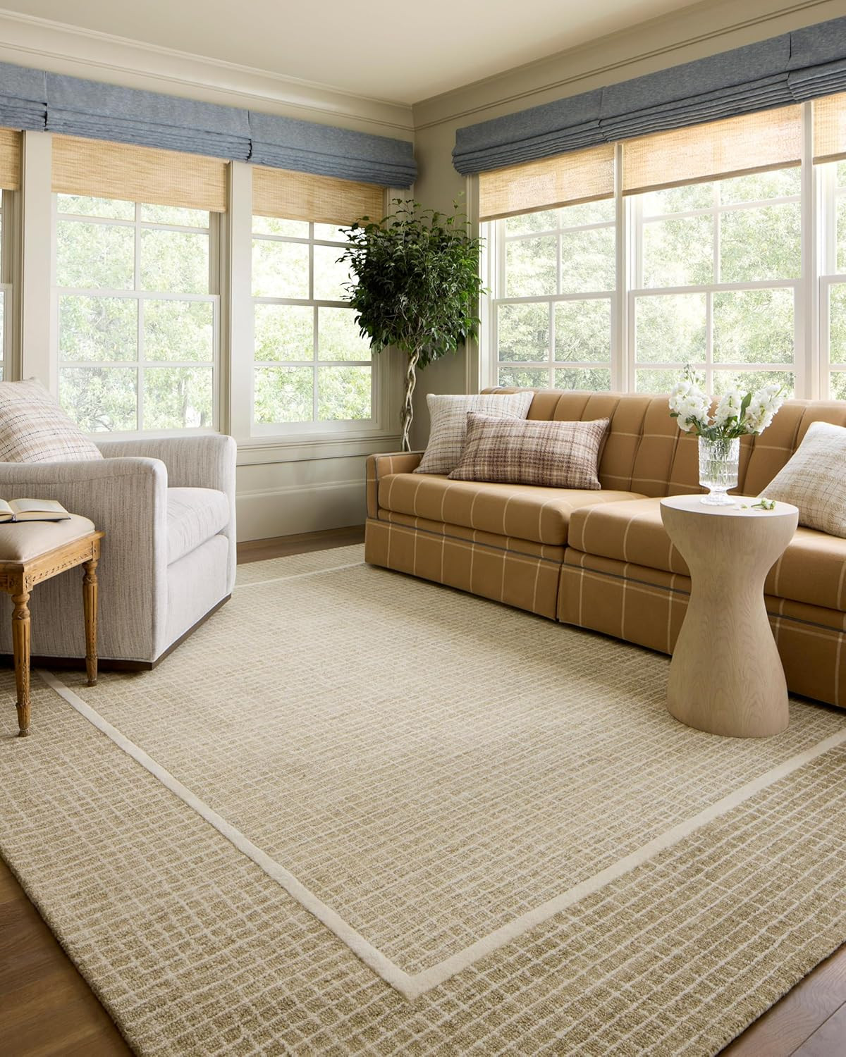 Loloi Chris Loves Julia x Briggs Collection, Wheat & Ivory, 7'-9" x 9'-9" Area Rug – Minimal Gr... | Amazon (US)