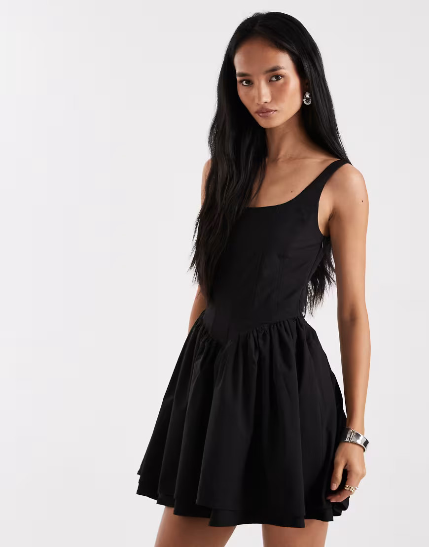 ONLY corset detail mini dress in black | ASOS (Global)