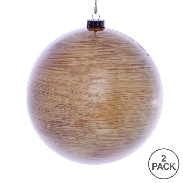Vickerman 8" Brown Wood Grain Ball Ornament, 2 per Bag | Walmart (US)